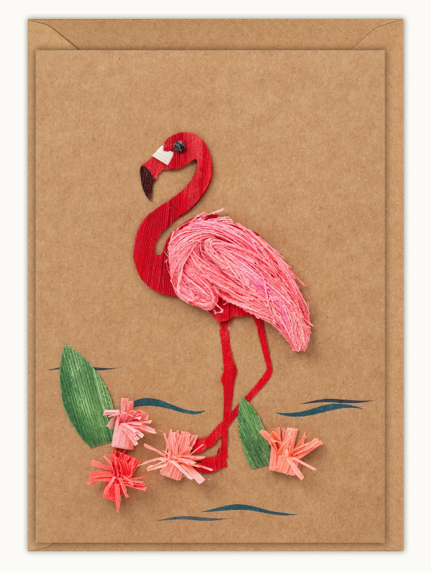Flamingo Cornhusk Greeting Card