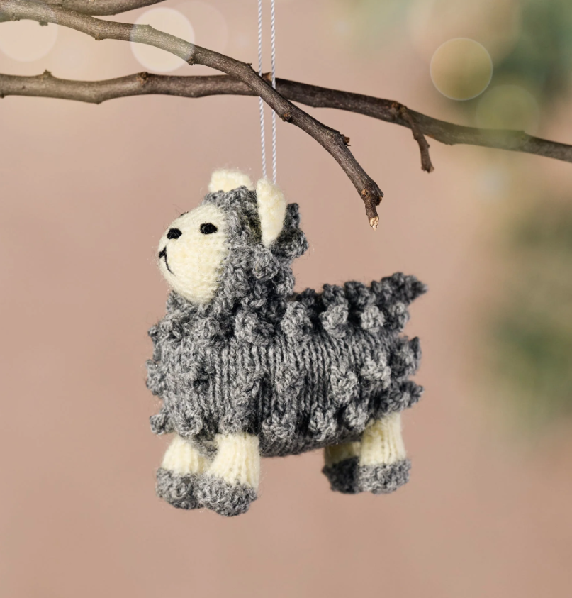 Grey Wooly Sheep Ornament