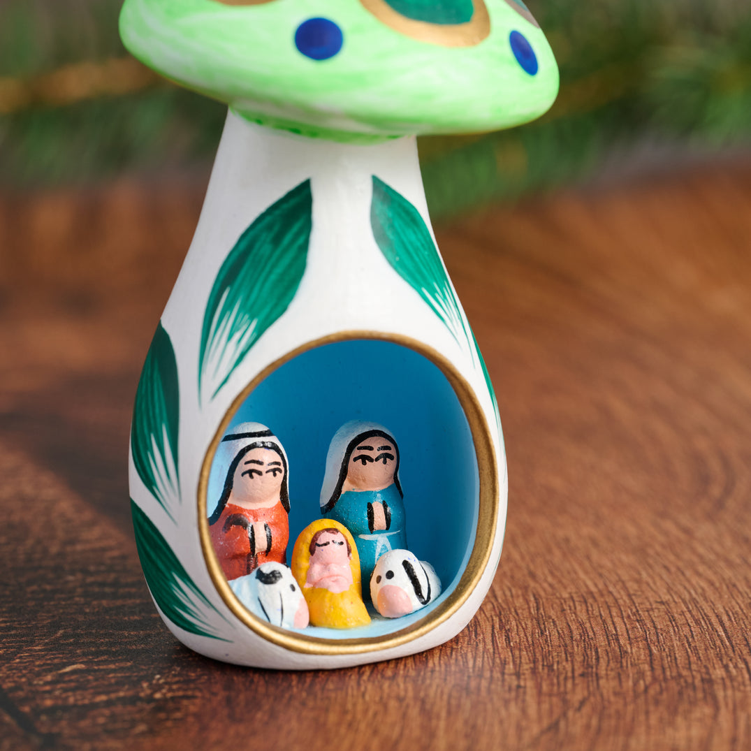 Ceramic Mushroom Nativity (3.5&quot; H)