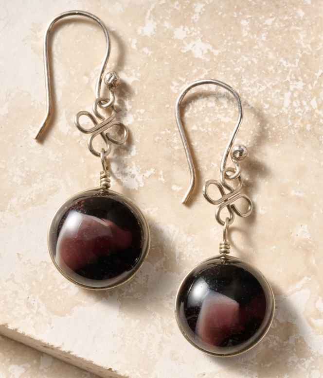 Purple Glass Drop Earrings