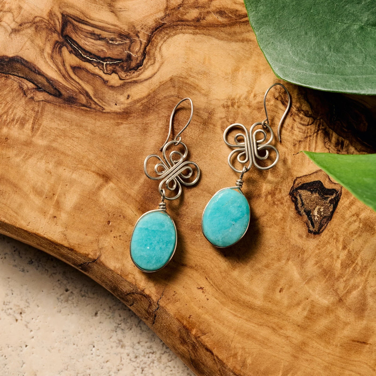 Amazonite Clover Earrings