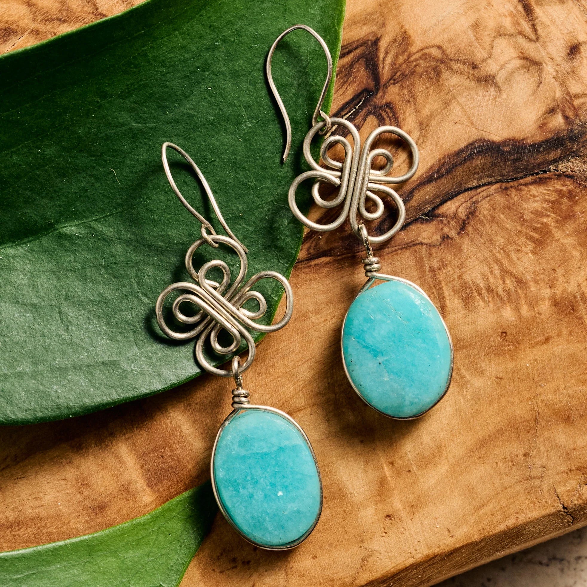 Amazonite Clover Earrings