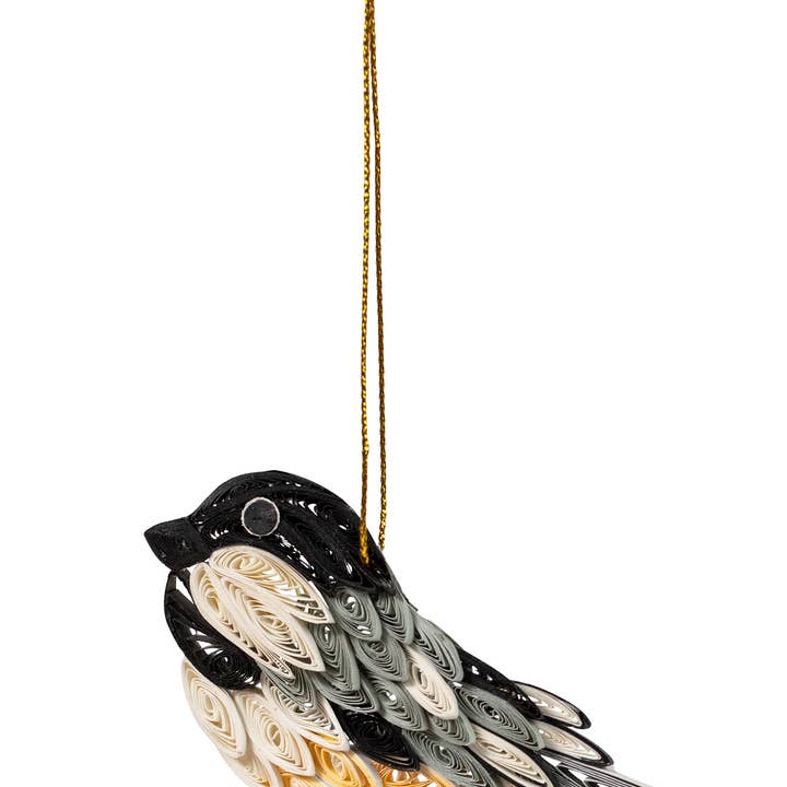 Quilled Paper Chickadee Ornament (3.5&quot; L)