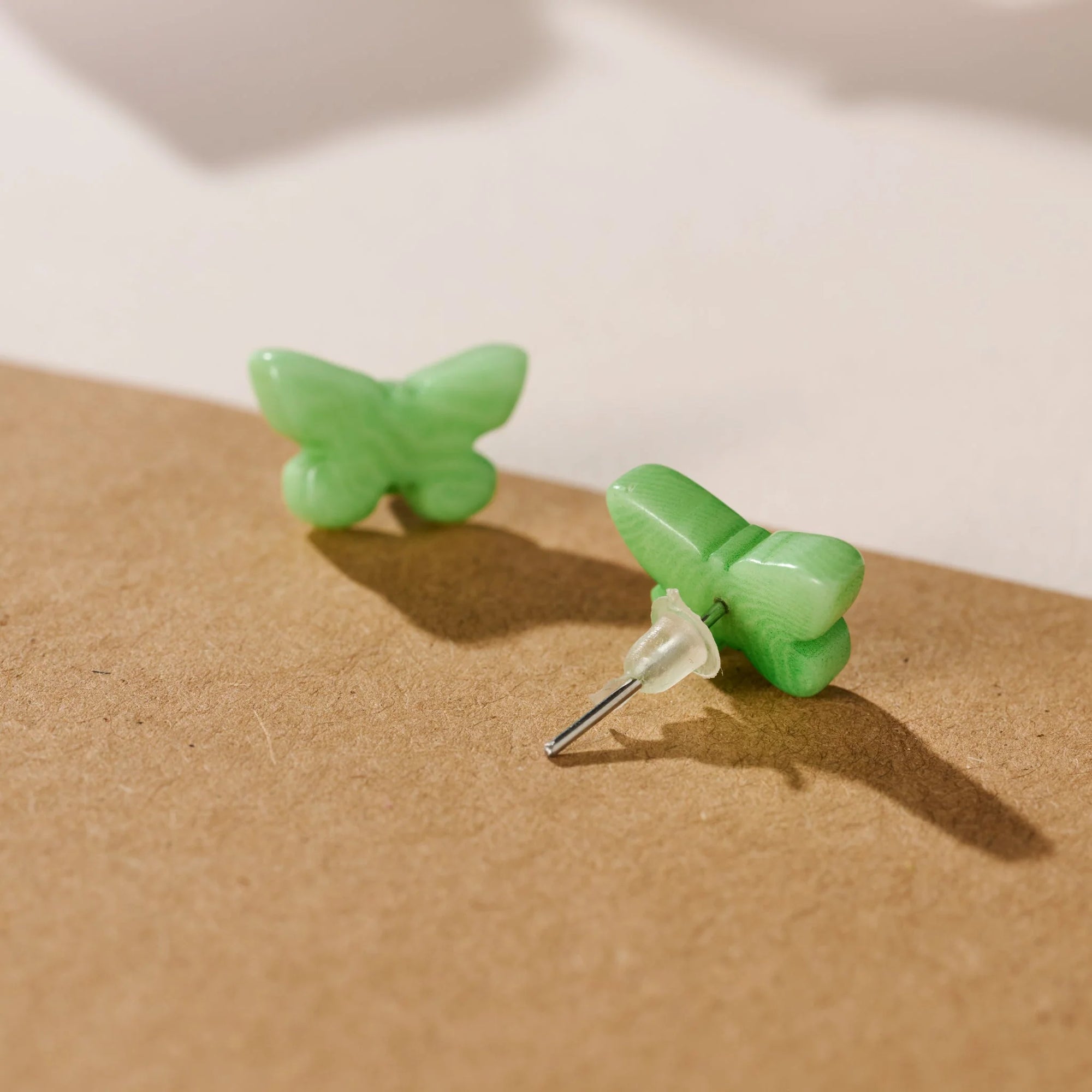 Green Tagua Nut Butterfly Earrings