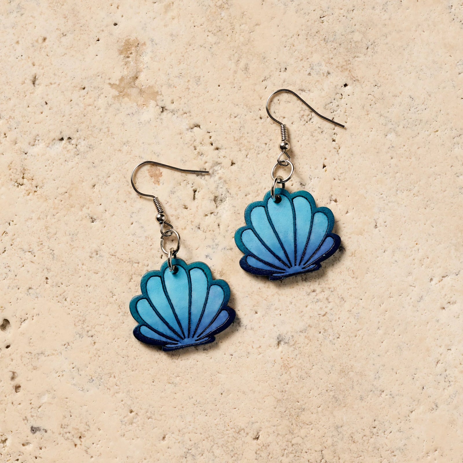 Blue Seashell Gourd Earrings