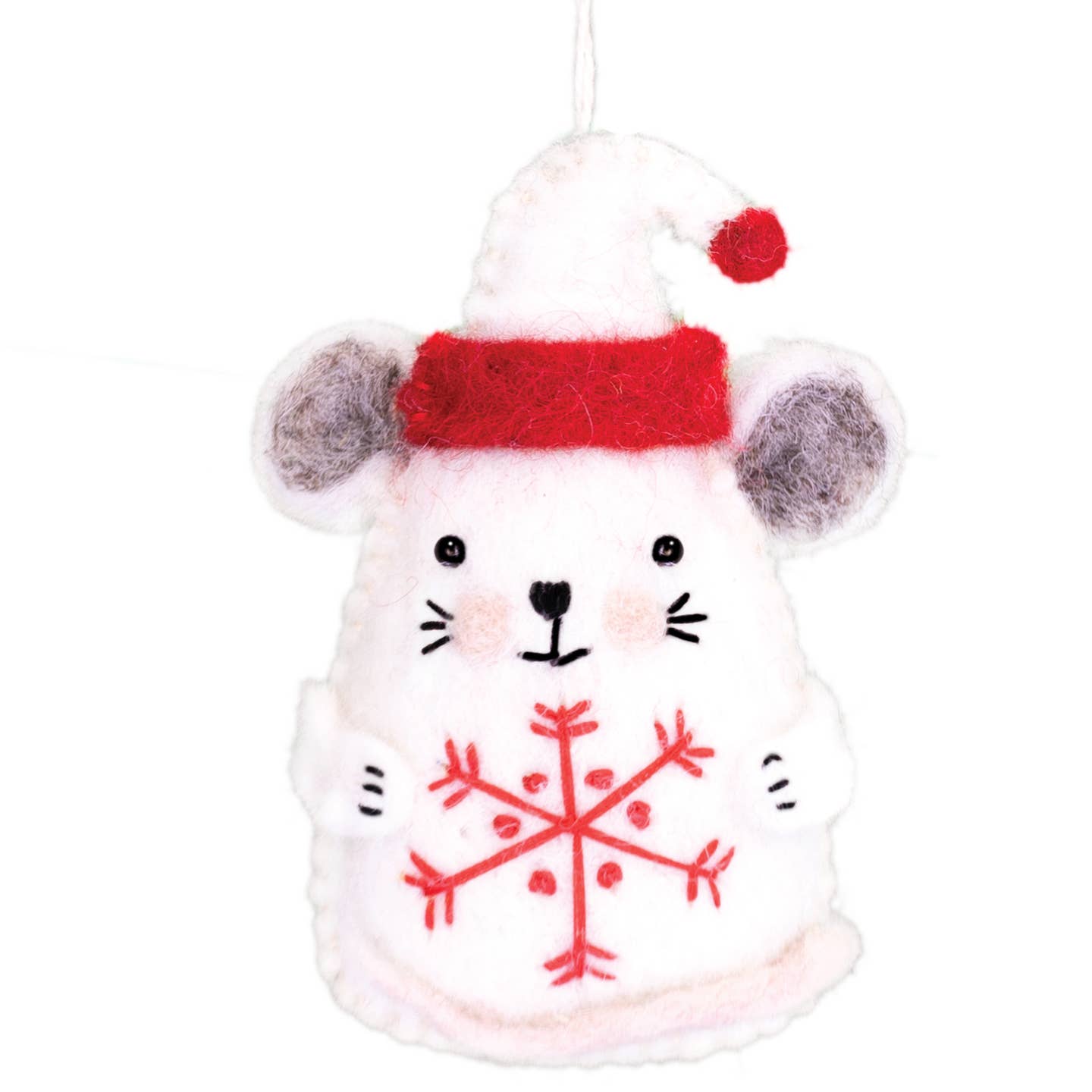 Mouse Snowflake Felt Ornament