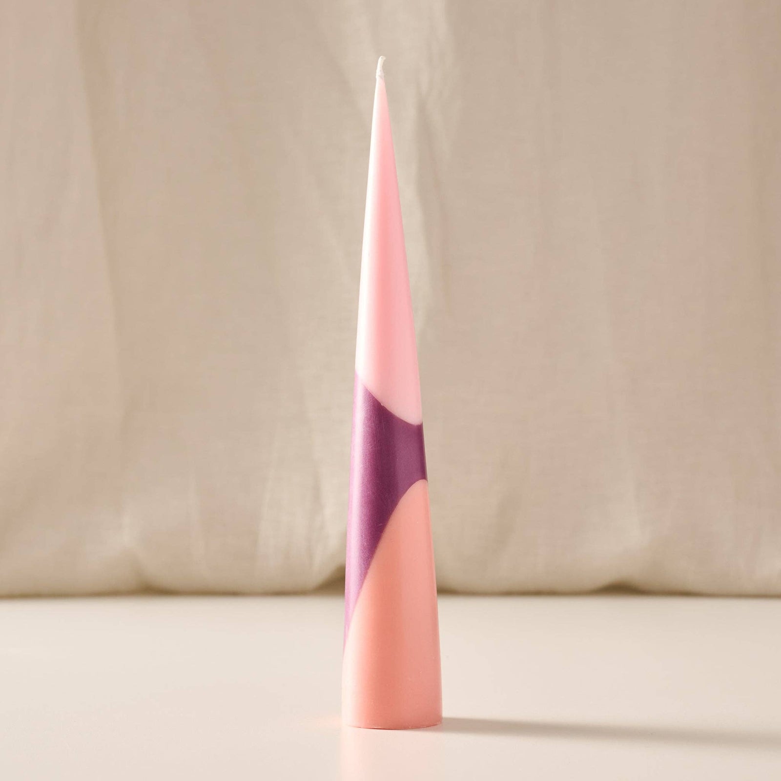 Berry Striped Palm Wax Cone Candle
