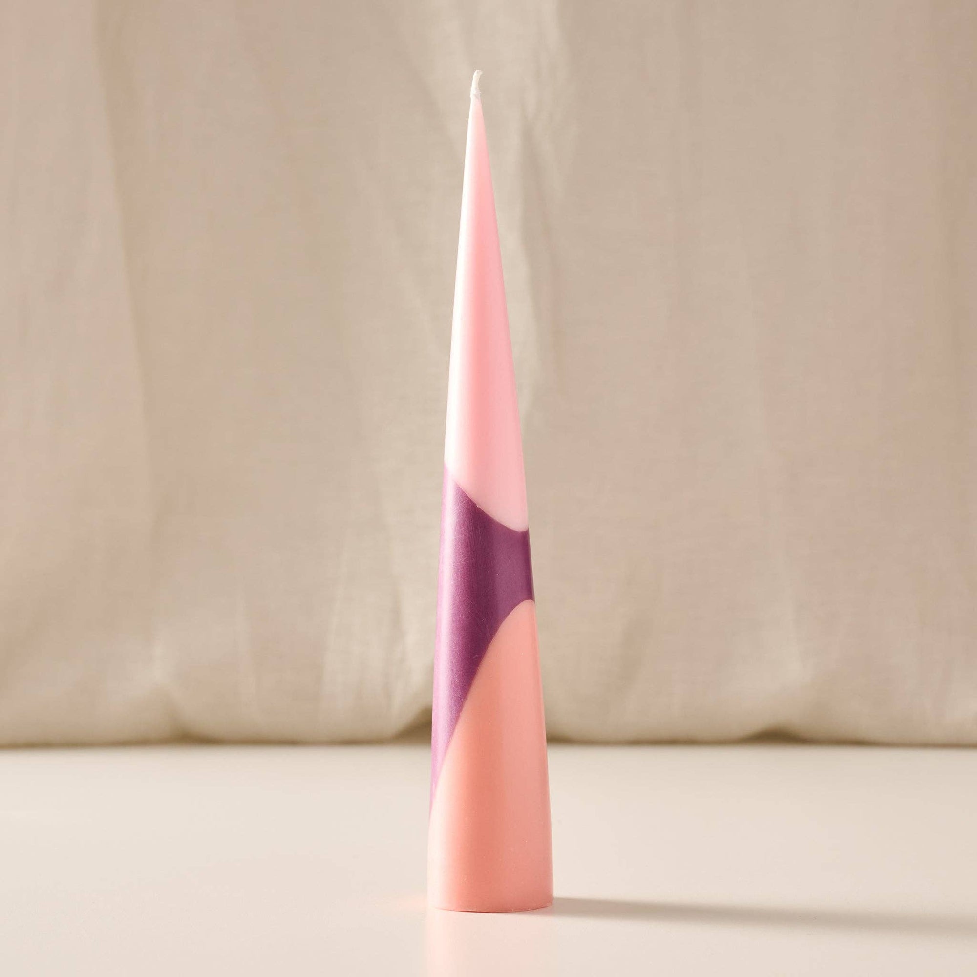 Berry Striped Palm Wax Cone Candle