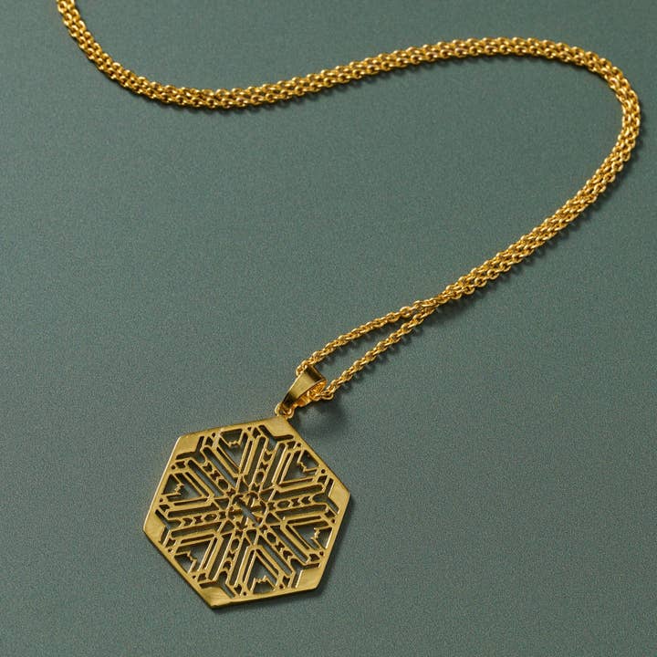 Mandala Brass Medallion Necklace (32" L)