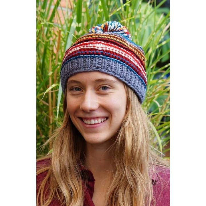 Multicolor Striped Wool Hat - Assorted