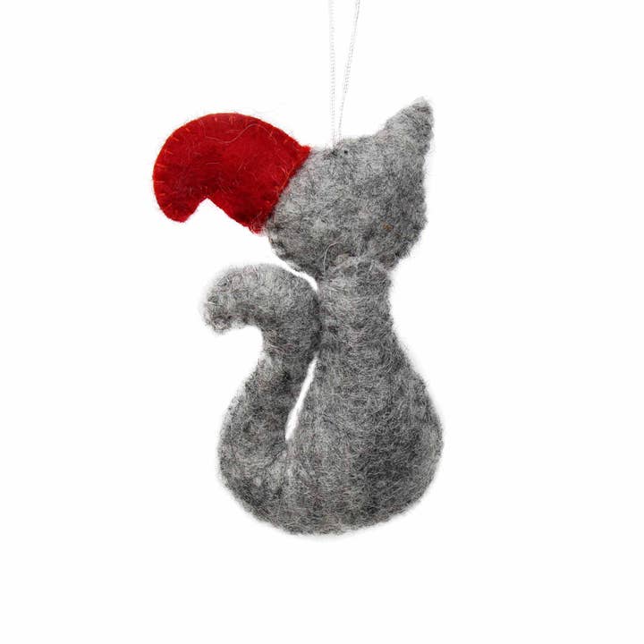Santa Cat Felt Ornament