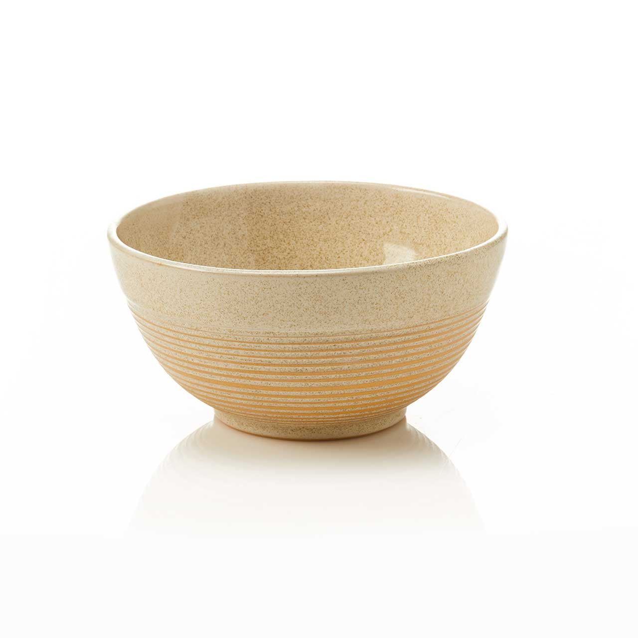 Ridged Ceramic Bowl - Brown