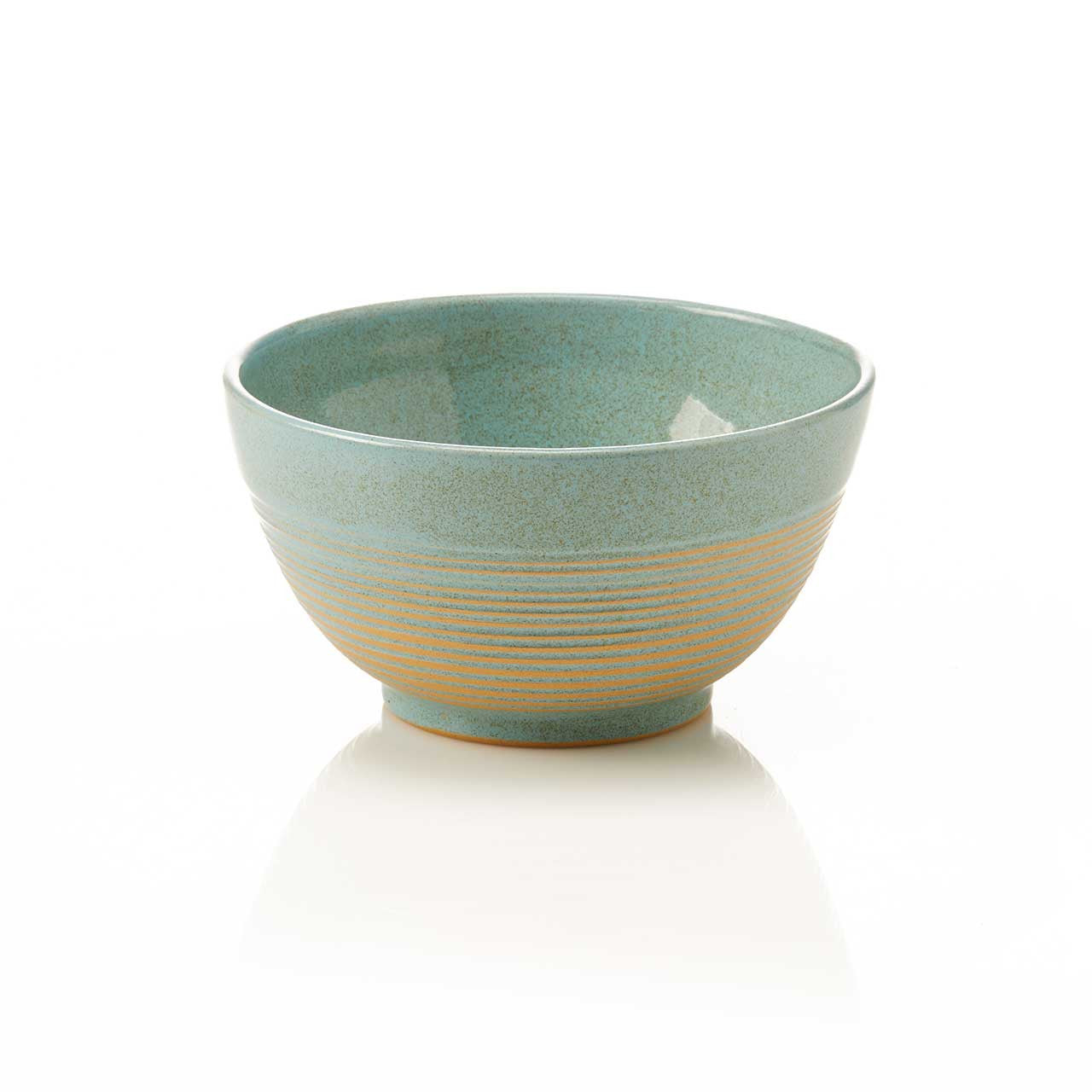 Ridged Ceramic Bowl - Turquoise