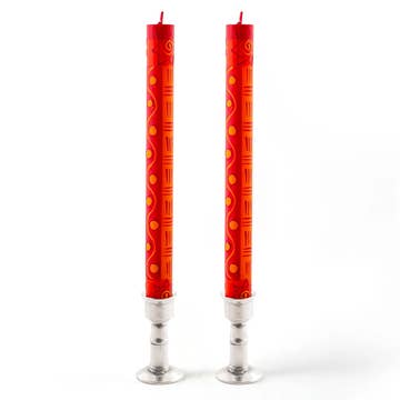 African Sunset Handpainted Taper Candle - Set of 2