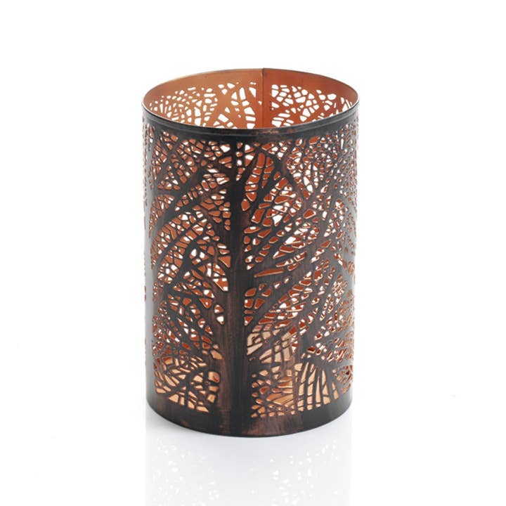 Copper-Plated Tree of Life Lantern (6" H)