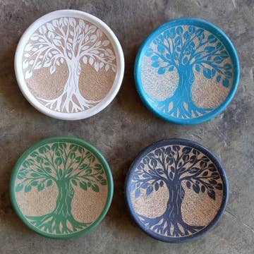 Painted Tree of Life Ceramic Dish - Assorted