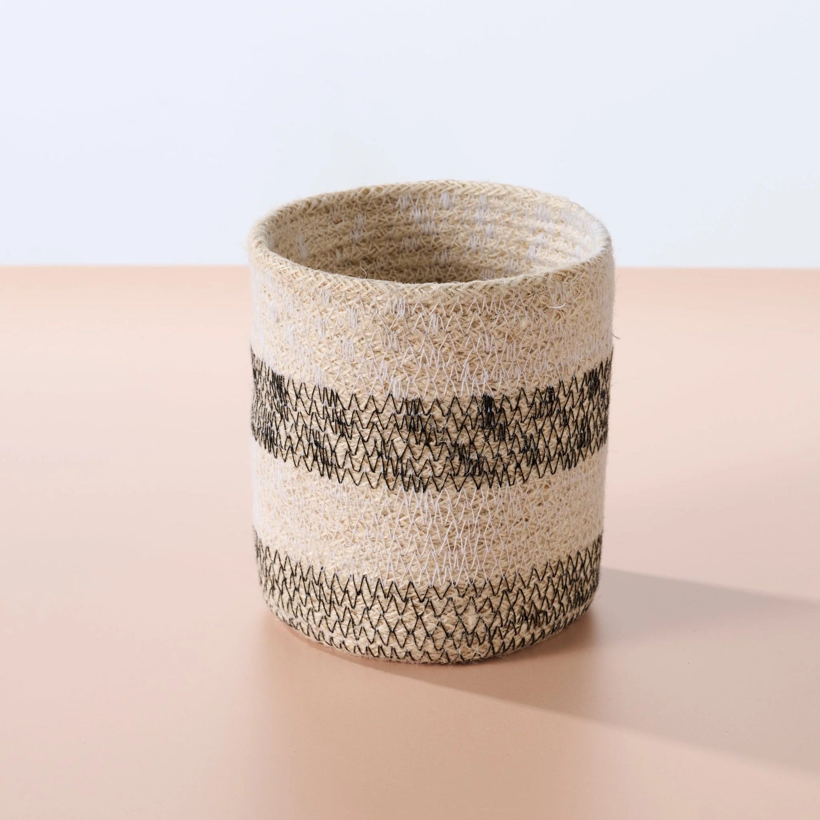 Small Striped Jute Basket (4.5" D x 5.5" H)