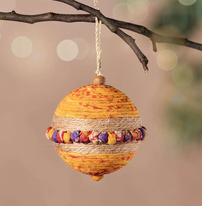 Recycled Sari Ball Ornament - Assorted