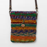 Knit Sari &amp; Leather Crossbody Bag (6.25&quot; W x 8&quot; H) - Assorted