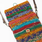 Knit Sari &amp; Leather Crossbody Bag (6.25&quot; W x 8&quot; H) - Assorted