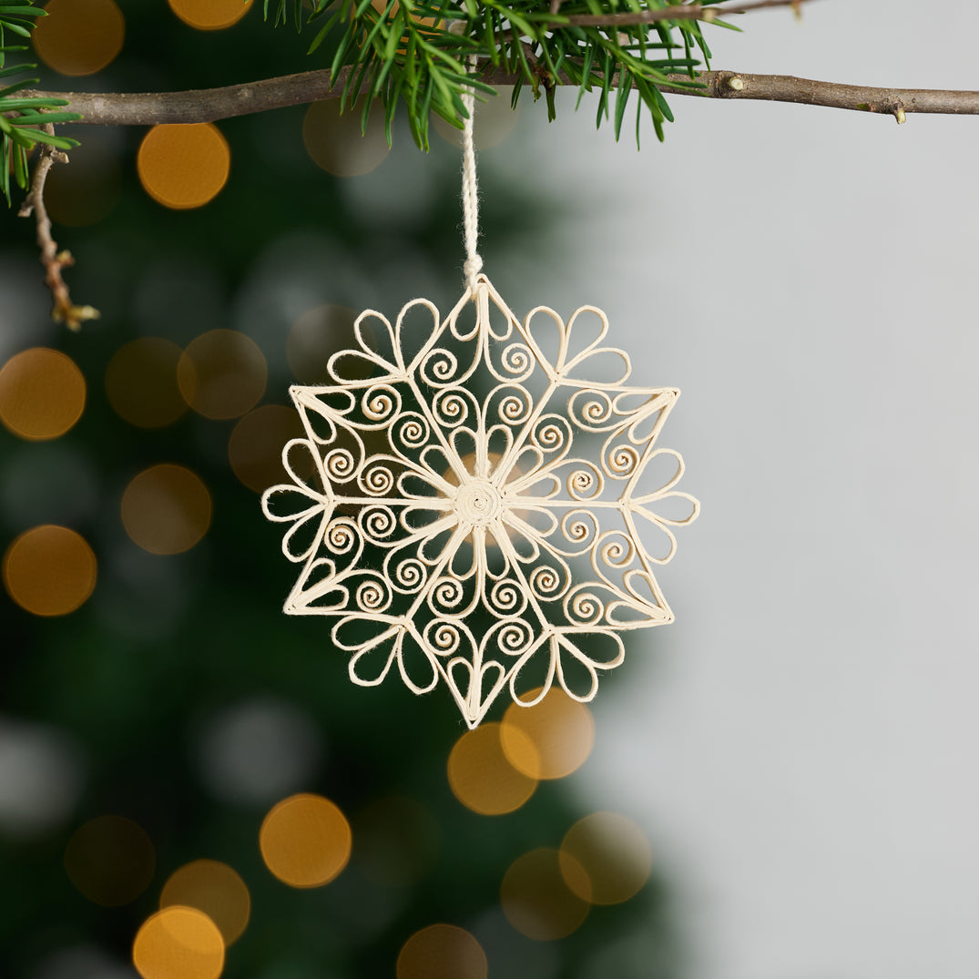 Ivory Snowflake Paper Ornament (4" D)