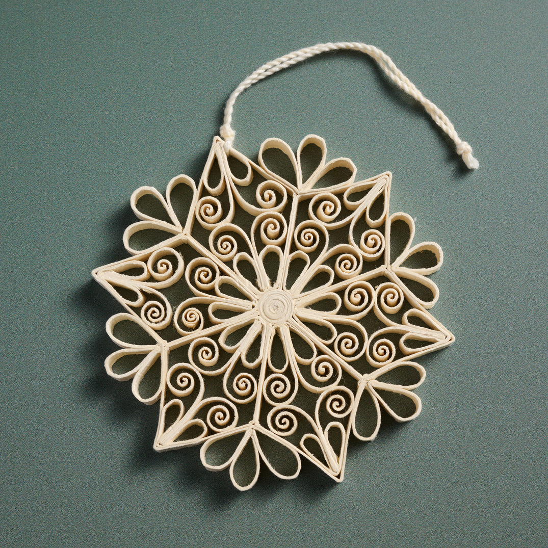 Ivory Snowflake Paper Ornament (4&quot; D)
