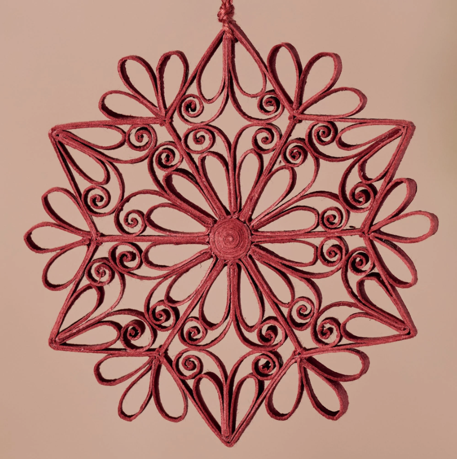Burgundy Snowflake Paper Ornament (4&quot; D)