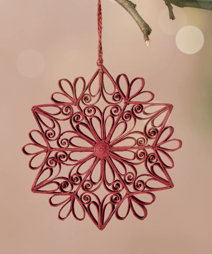 Burgundy Snowflake Paper Ornament (4&quot; D)