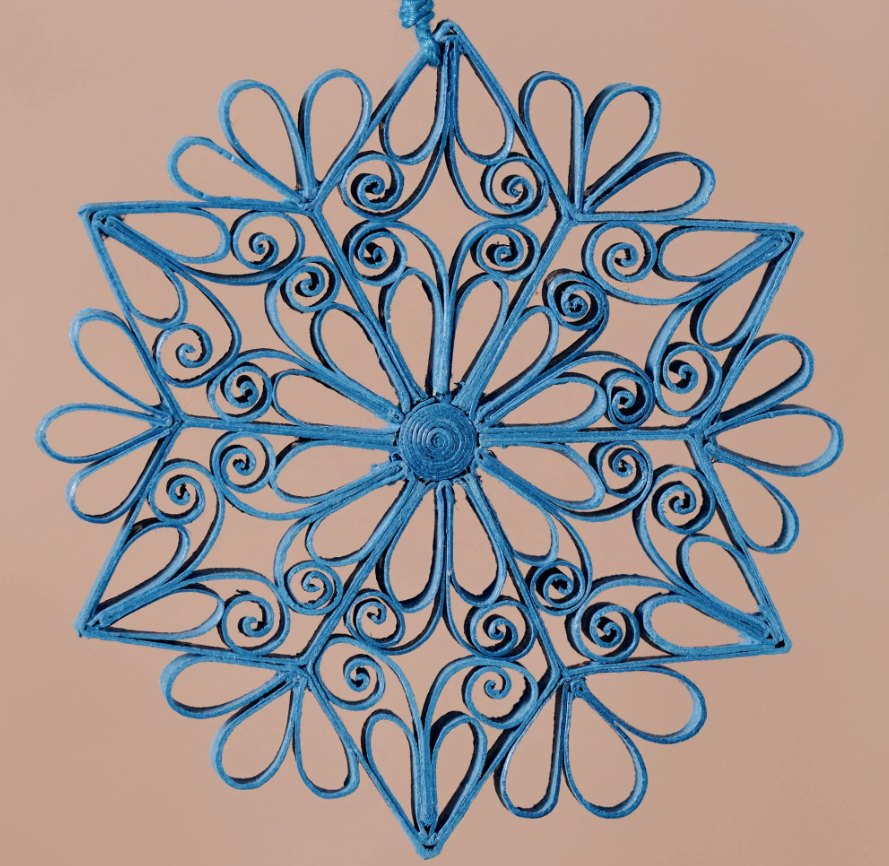 Blue Snowflake Paper Ornament (4&quot; D)