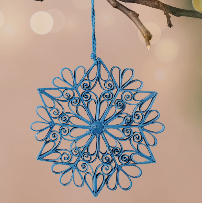 Blue Snowflake Paper Ornament (4&quot; D)