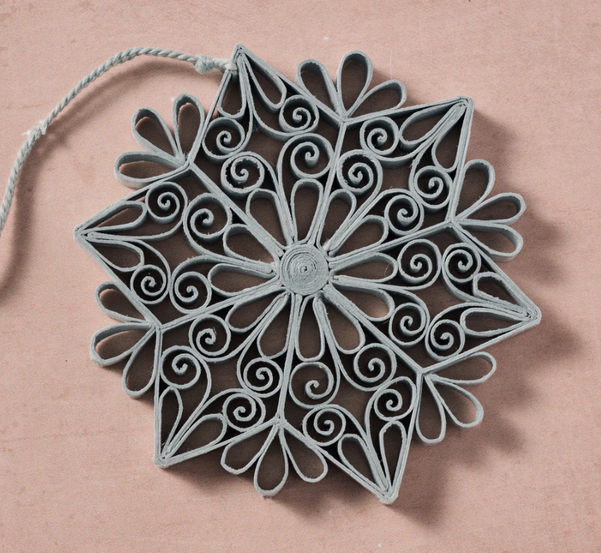 Silver Snowflake Paper Ornament (4" D)