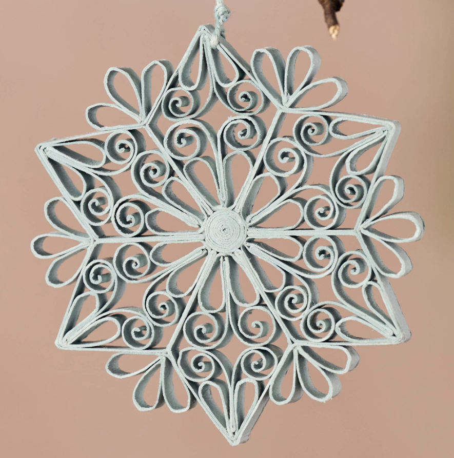 Silver Snowflake Paper Ornament (4&quot; D)