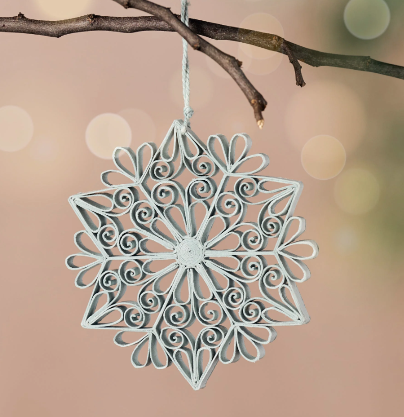 Silver Snowflake Paper Ornament (4&quot; D)