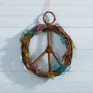 Vine Natural Wreath Peace Sign