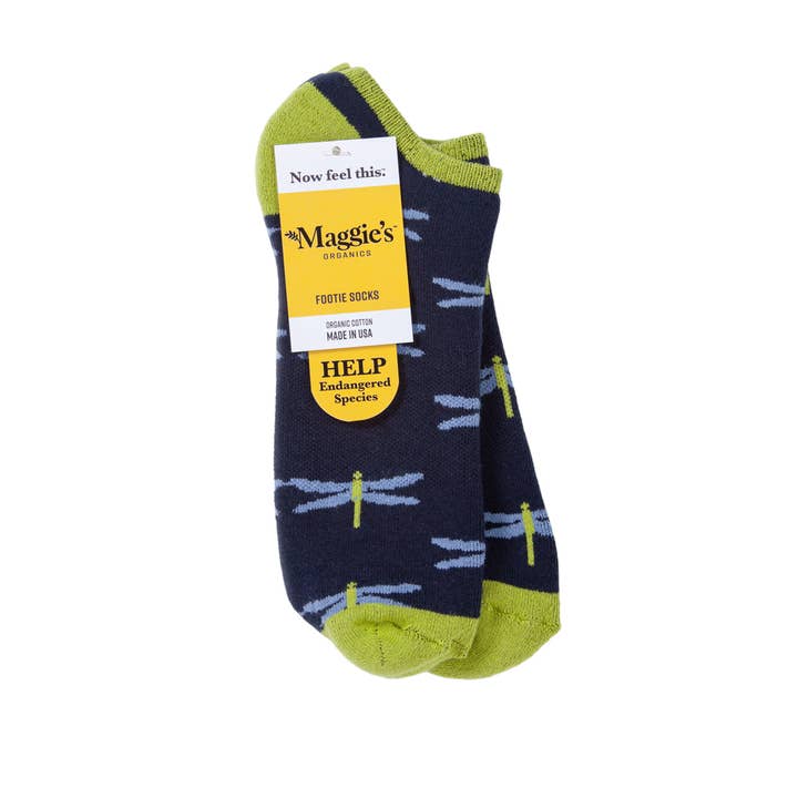 Navy Dragonfly Organic Cotton Footie Socks