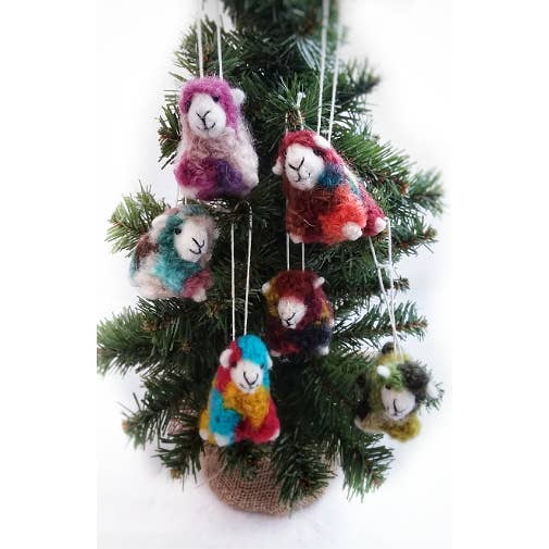 Rainbow Sheep Felt Ornament