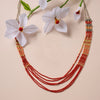 Multi-Strand Red &amp; Orange Beaded Necklace