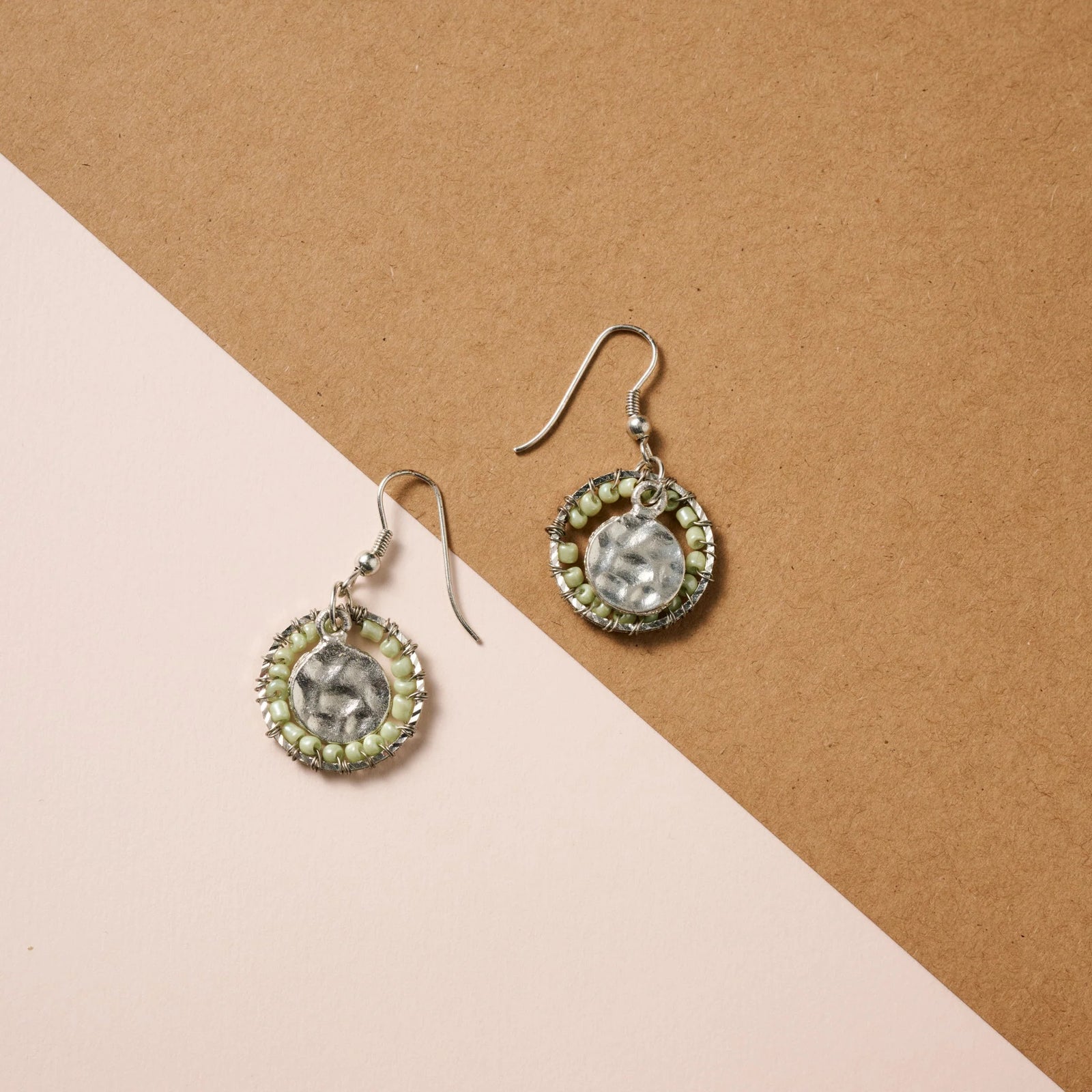 Glass Bead Disc Earrings
