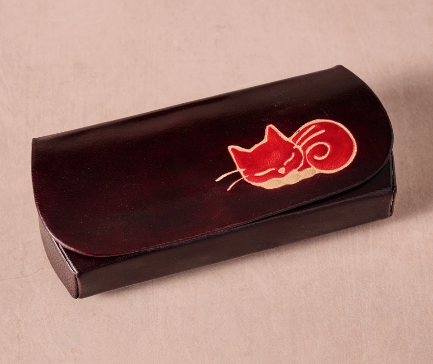 Leather Cat Glasses Case