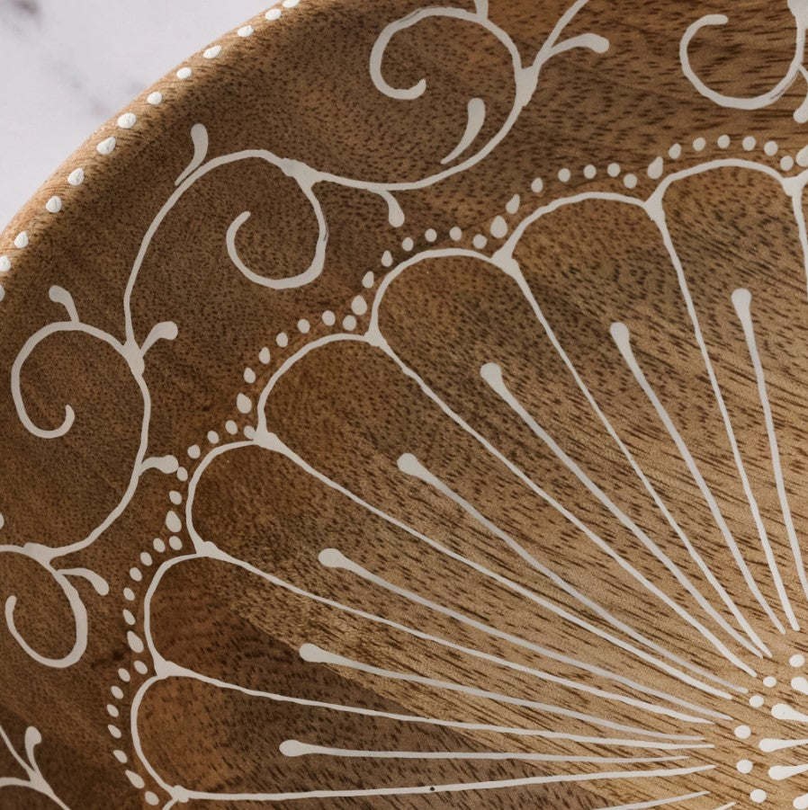 Hand-Painted Mango Wood Bowl