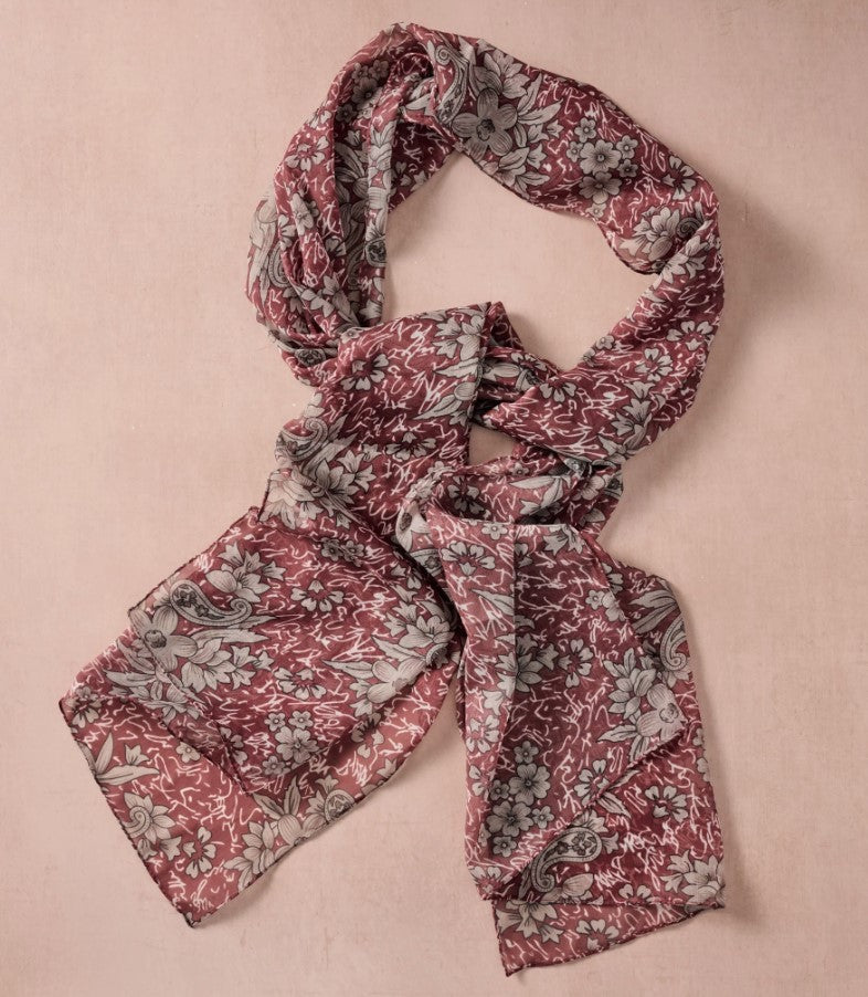 Burgundy Vine Chiffon Scarf