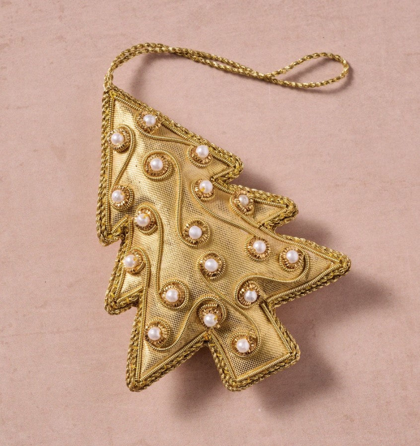 Gold Pearl Tree Ornament