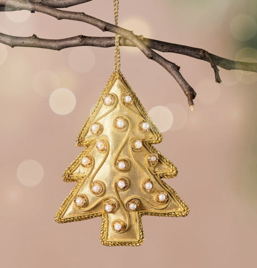 Gold Pearl Tree Ornament