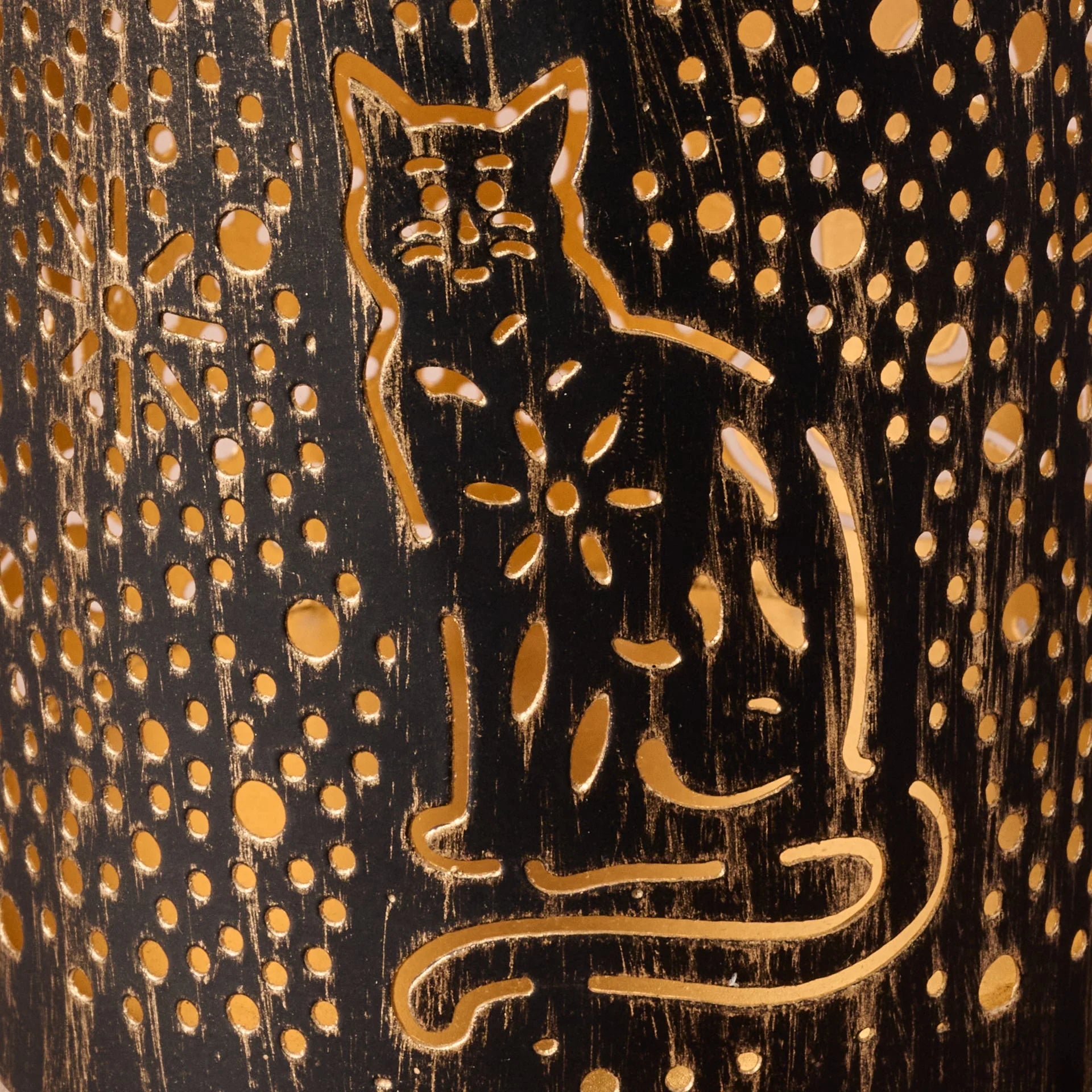 Iron Cat Candle Lantern (4&quot; H)