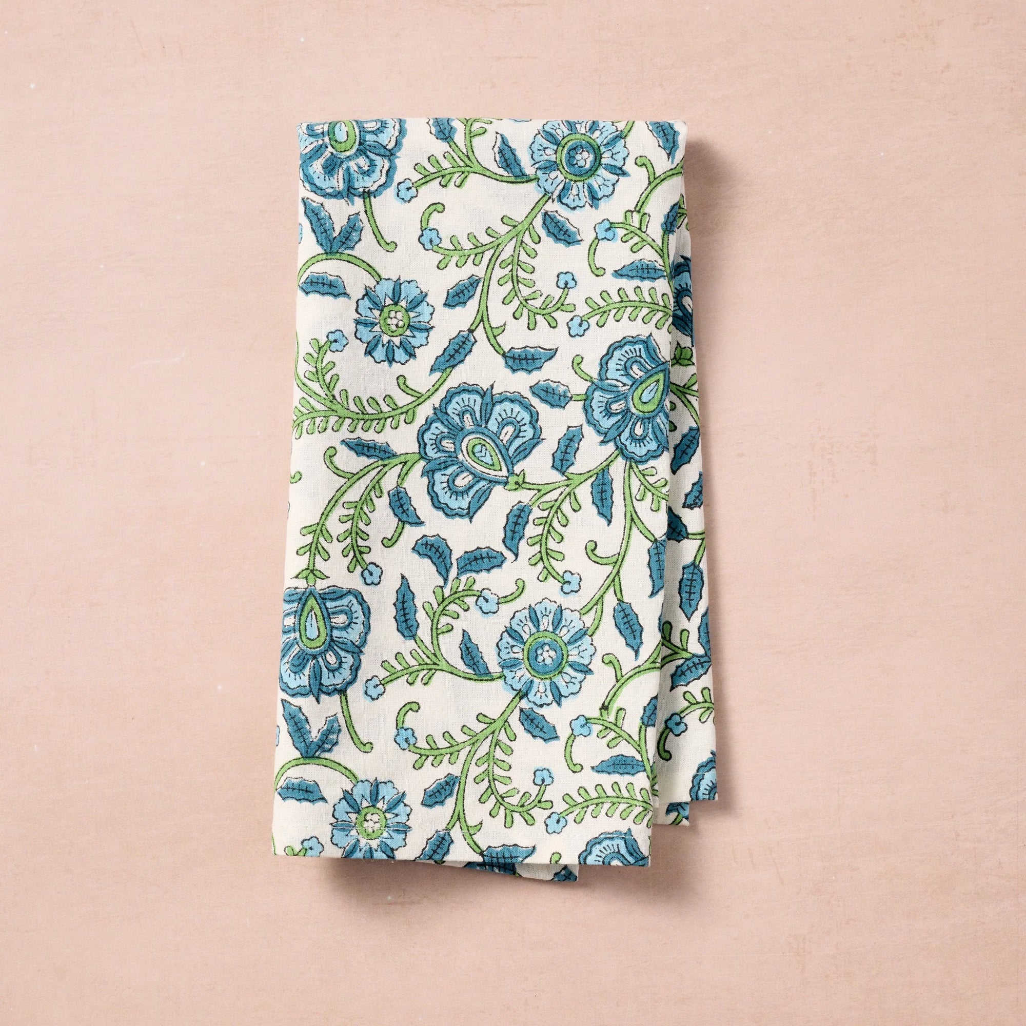 Blue &amp; Green Floral Cotton Napkin (20&quot; Sq)