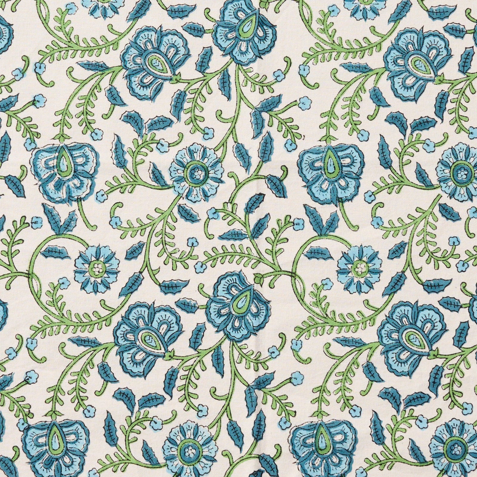 Blue & Green Floral Cotton Napkin (20" Sq)