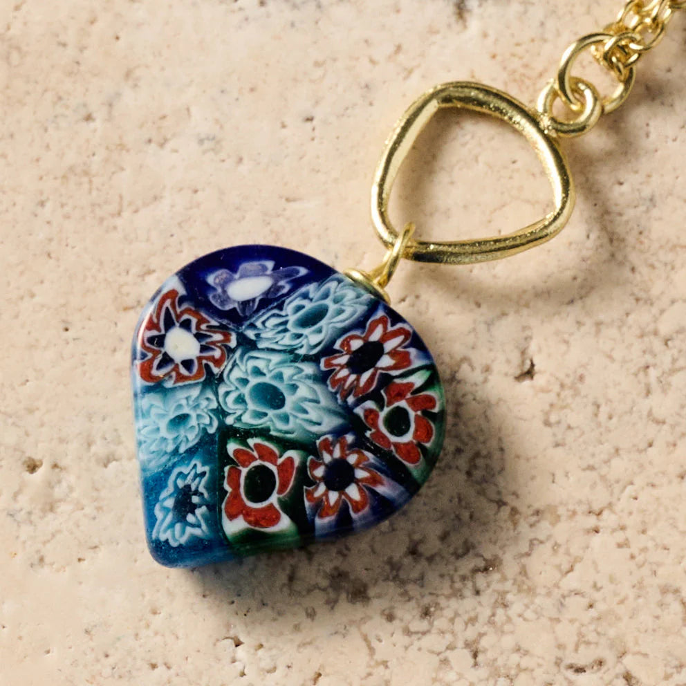 Glass Heart Pendant Necklace