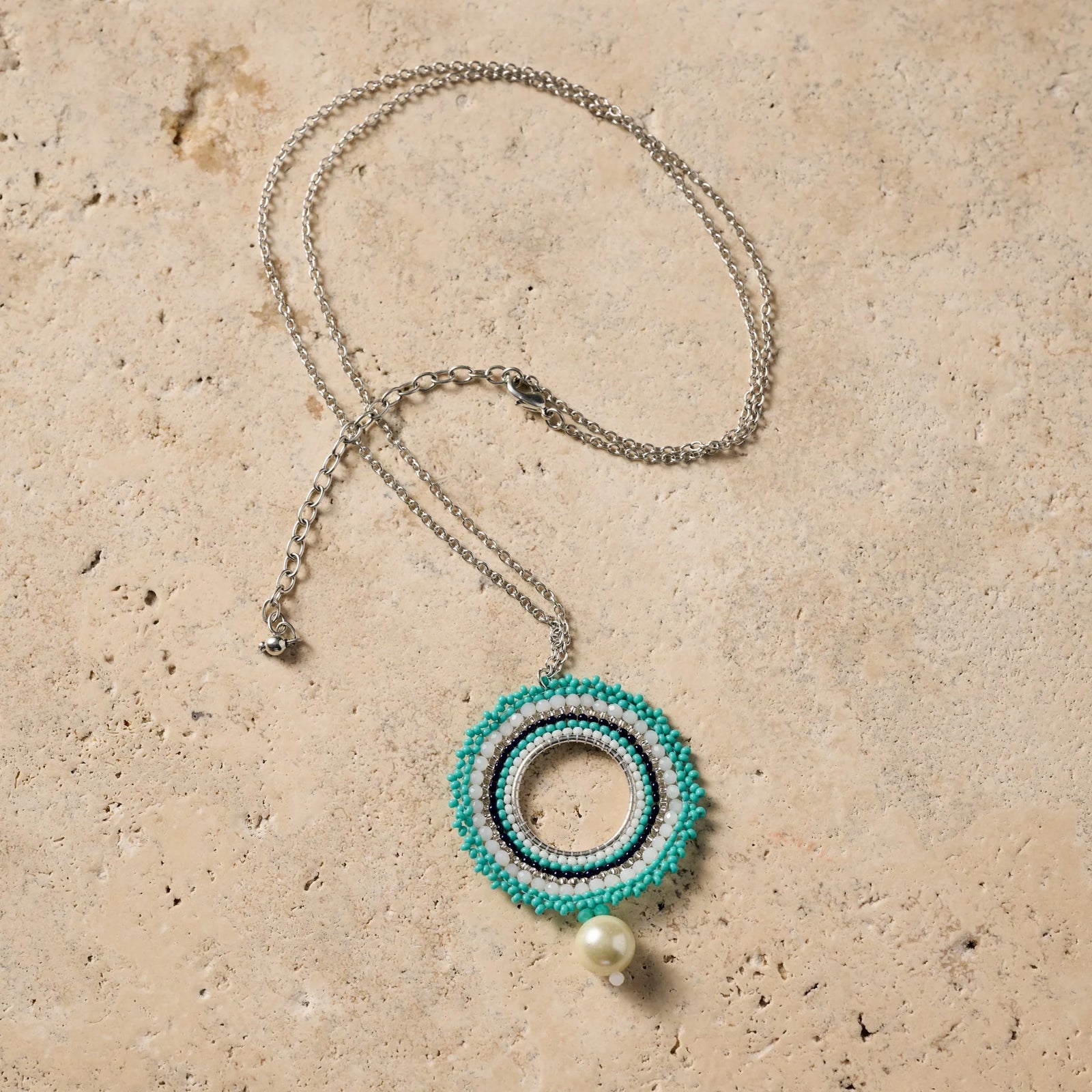 Beaded Pendant Circle Necklace