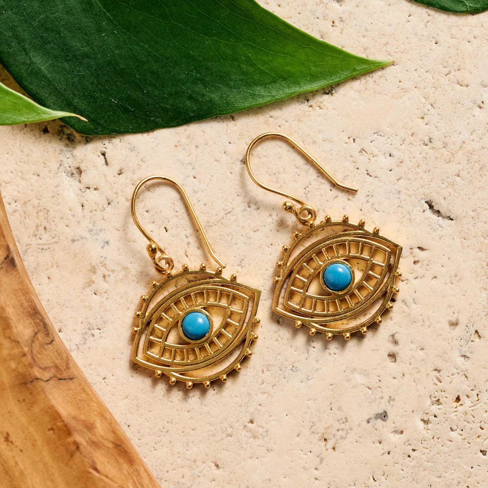 Brass Evil Eye Earrings
