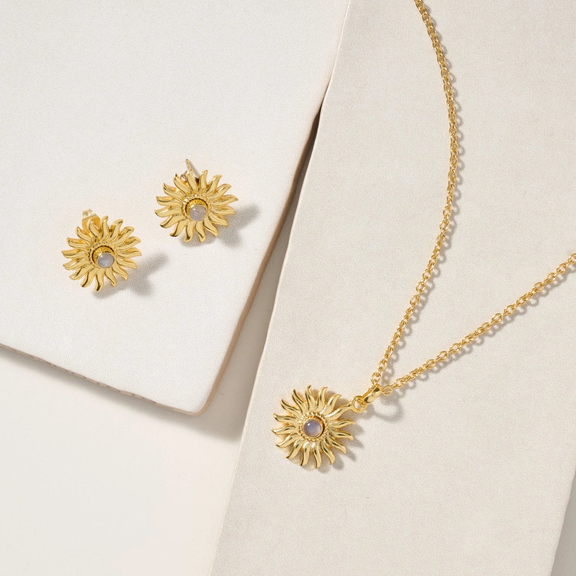 Sunburst Moonstone Pendant Necklace
